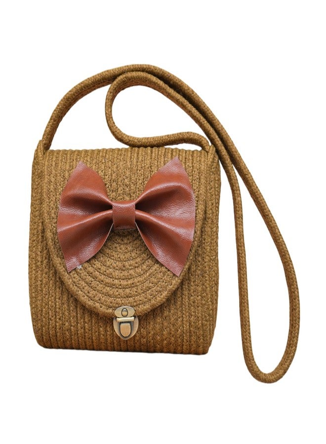 Ariya Women Sling Bag with Leather Bow (4056 | Brown) Handcrafted PP & Cotton Blend Shoulder Purse, Perfect for Ladies & Girls, Lightweight Crossbody Bag for Daily Use, Casual, Travel & All Occasions - Image 1